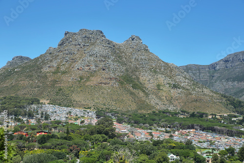 Mountain view and houses on the hillside in Hout Bay