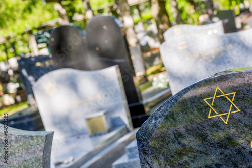 Obraz na plátně Jewish cemetery: Star of David on the tombstone