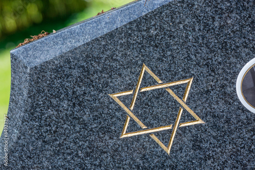 Tablou canvas Jewish cemetery: Star of David on the tombstone