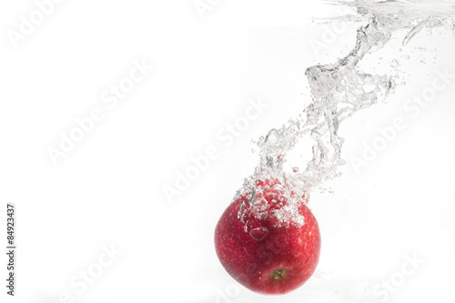 red apple splash water
