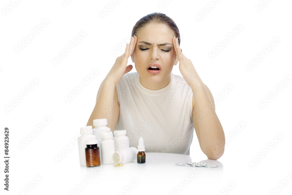 Young woman suffering from hard headache Young woman suffering from hard headache