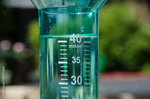 Filled rain gauge