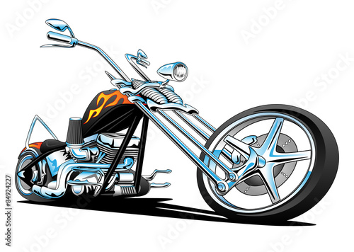 Custom American Chopper Motorcycle Isolated Vector Illustration