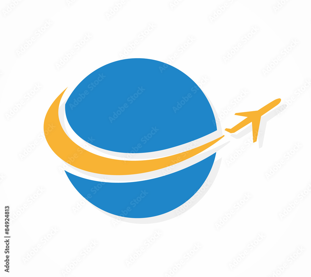Vector globe and airplane logo or icon Vector globe and airplane logo or icon