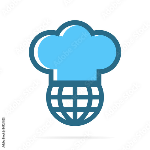 Vector logo combination of a chef hat and globe