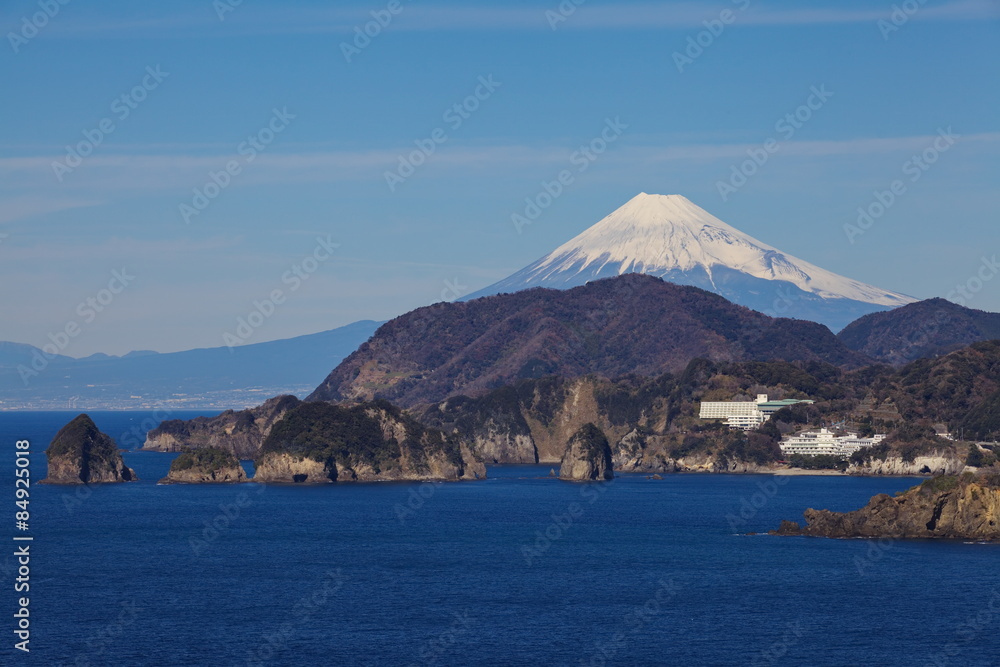 Mountain Fuji and sea from Izu city Shizuoka Mountain Fuji and sea from Izu city Shizuoka