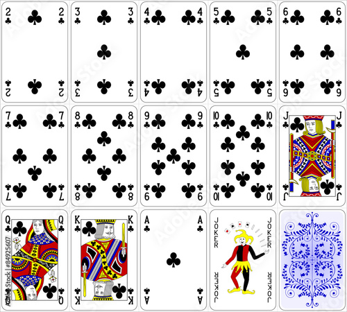 Poker cards club set four color classic design 600 dpi