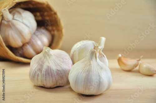 Garlic on Bambboo Basket
