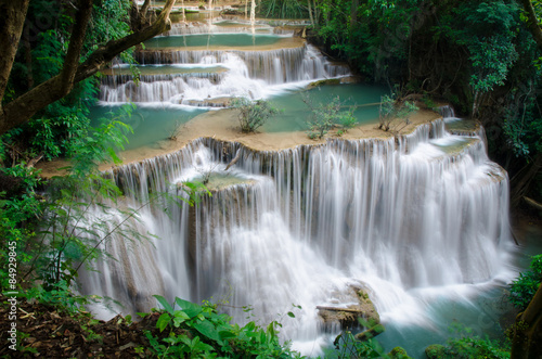 Deep forest Waterfall  Huay Mae Khamin  Kanchanaburi  Thailand