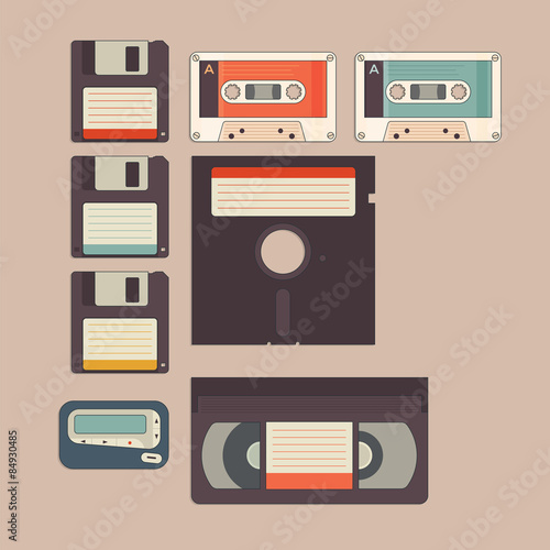 Old stuff from 90s and 80s in vintage style icon
