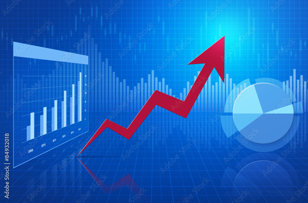 Red arrow on financial chart; success concept Red arrow on financial chart; success concept