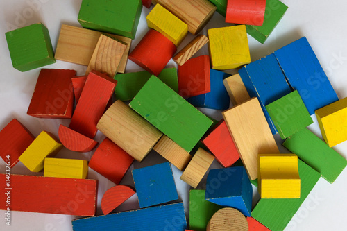 Multi-colored wooden blocks