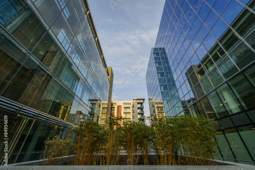 Modern office buildings skyscrapers street view