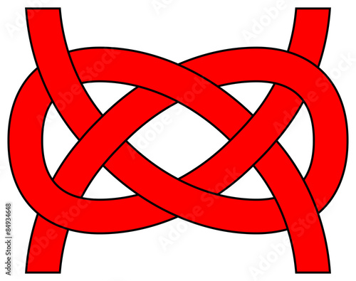 Carrick bend (Josephine) knot isolated on white background