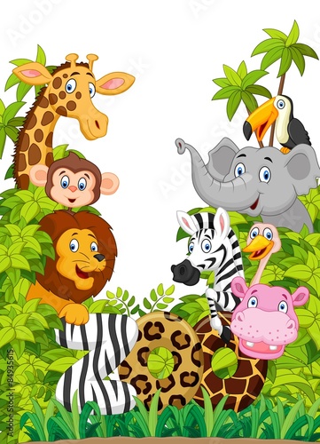 Cartoon collection happy animal of zoo 