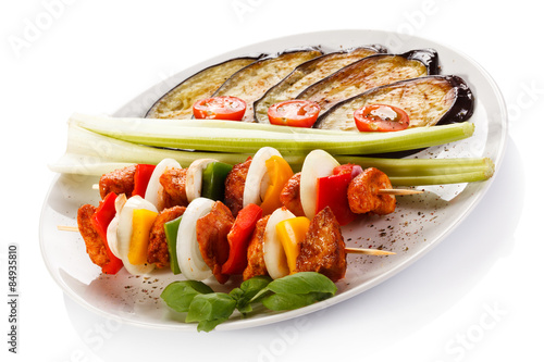 Kebab - grilled meat and vegetables 