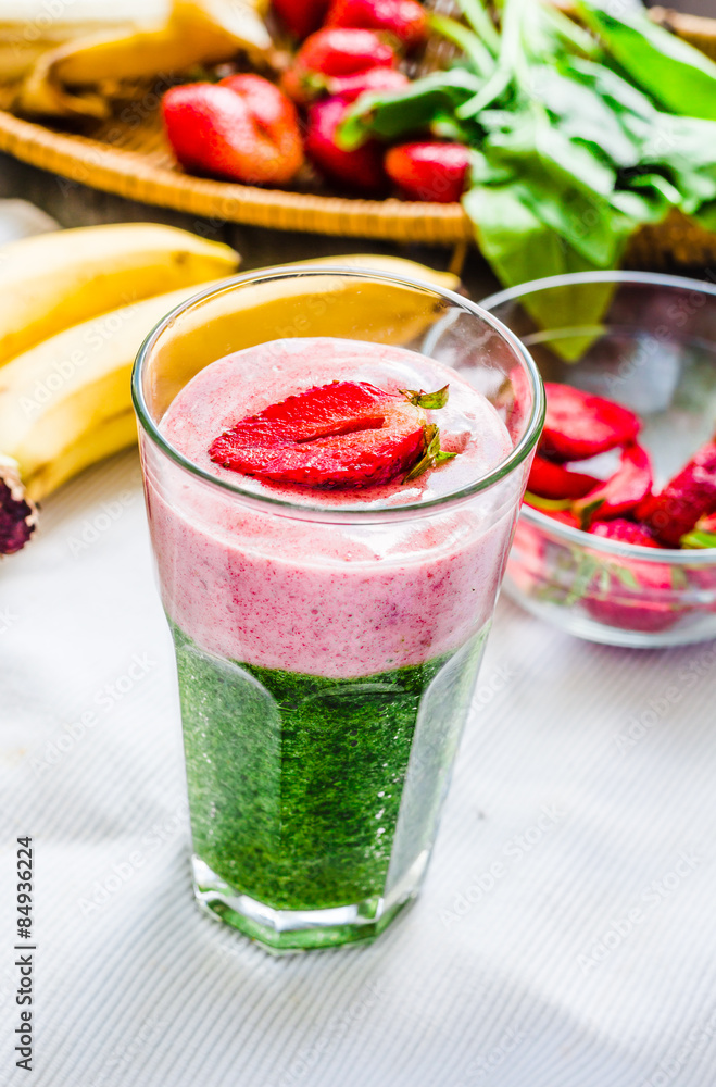 custom made wallpaper toronto digitaldouble smoothies, green with spinach, kiwi and banana with straw