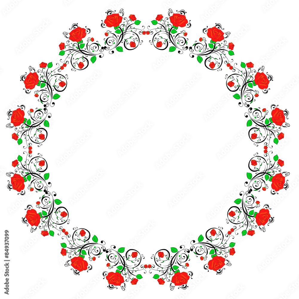 wreath of flowers  with leaves