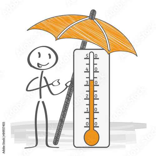 Sommerwetter - Strichmännchen mit Thermometer