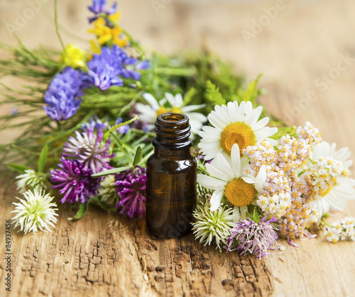 Essential Oil with Medicinal Herbs and Flowers for Alternative T