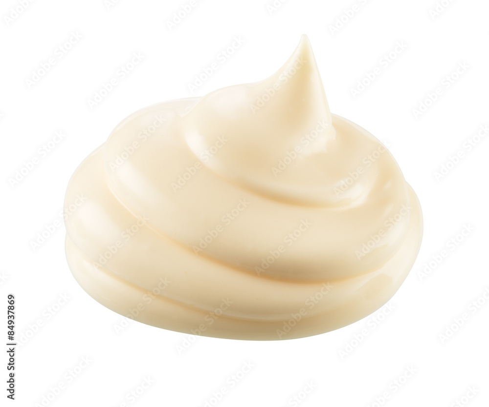 Handful of mayonnaise. Swirl on white background. Clipping path. Handful of mayonnaise. Swirl on white background. Clipping path.
