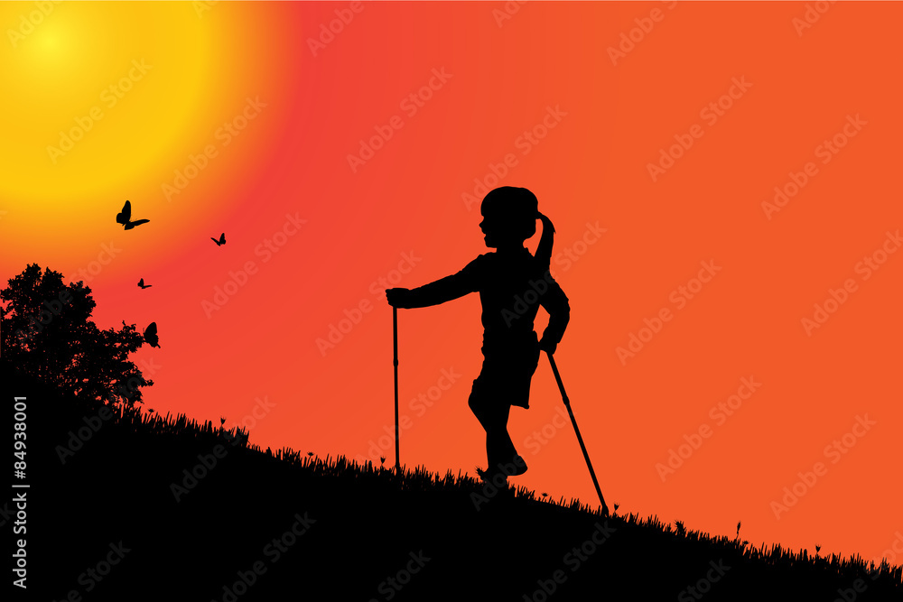 Fototapeta premium Vector silhouette of a girl.