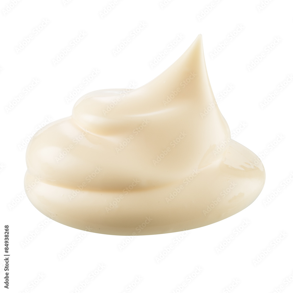 Handful of mayonnaise. Swirl on white background. Clipping path. Handful of mayonnaise. Swirl on white background. Clipping path.