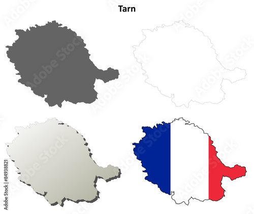Fotografie, Obraz Tarn (Midi-Pyrenees) outline map set