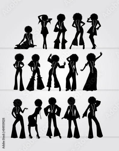 Vintage 70-80 black silhouettes of womans 