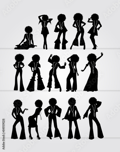 Vintage 70-80 black silhouettes of womans 