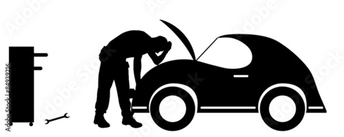 Vector silhouette car repairs.
