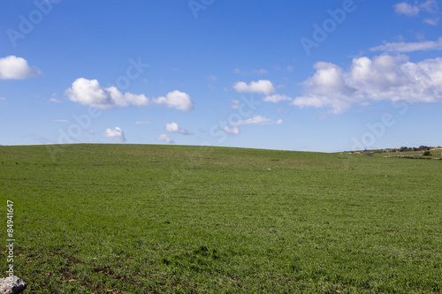 Modica, IT, January 15, 2015: Sicilian countryside typical landscape. The landscape is very similar to a famous windows xp wallpaper.