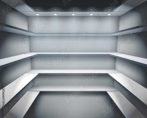 Shelves in shop. Vector illustration.