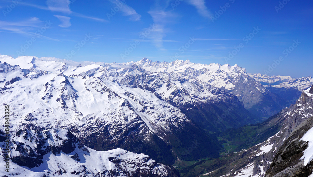 Landscape of Titlis snow mountains valley