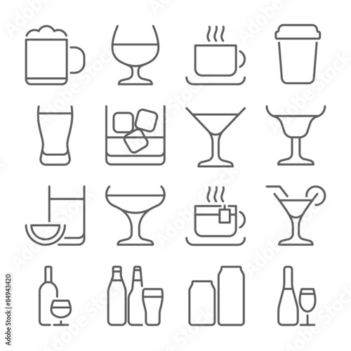 drink line icons set