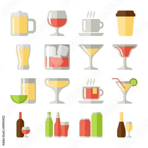  drinks  flat  icons set 