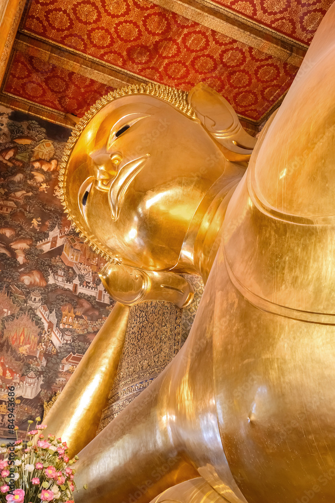 The Reclining Buddha at  Wat Pho (Pho Temple) in Bangkok, Thailand