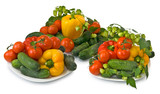  vegetables on white background