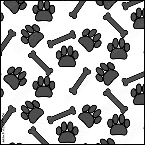 Seamless patter foot print dog and bone