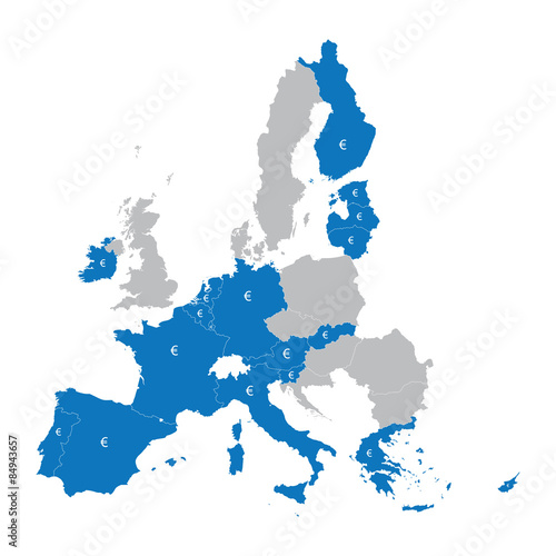 map of Eurozone member countries