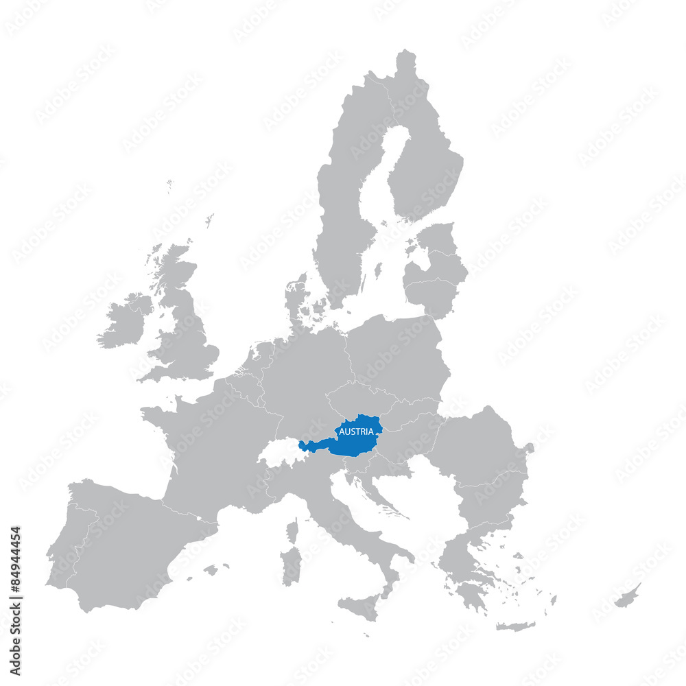 Fototapeta premium European Union map with indication of Austria