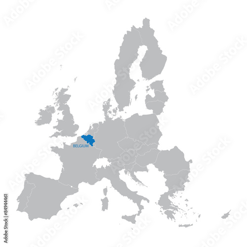 European Union Map with indication of Belgium
