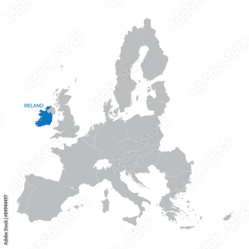 map of European Union with indication of Ireland