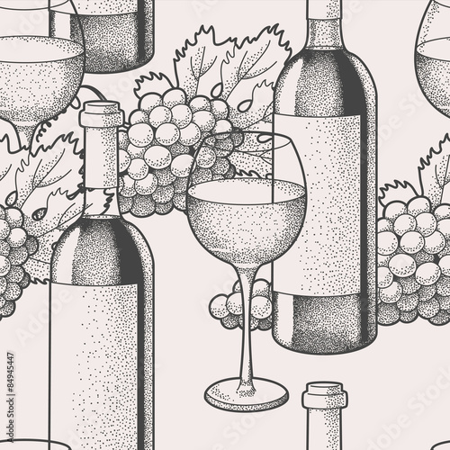 Seamless wine and grape