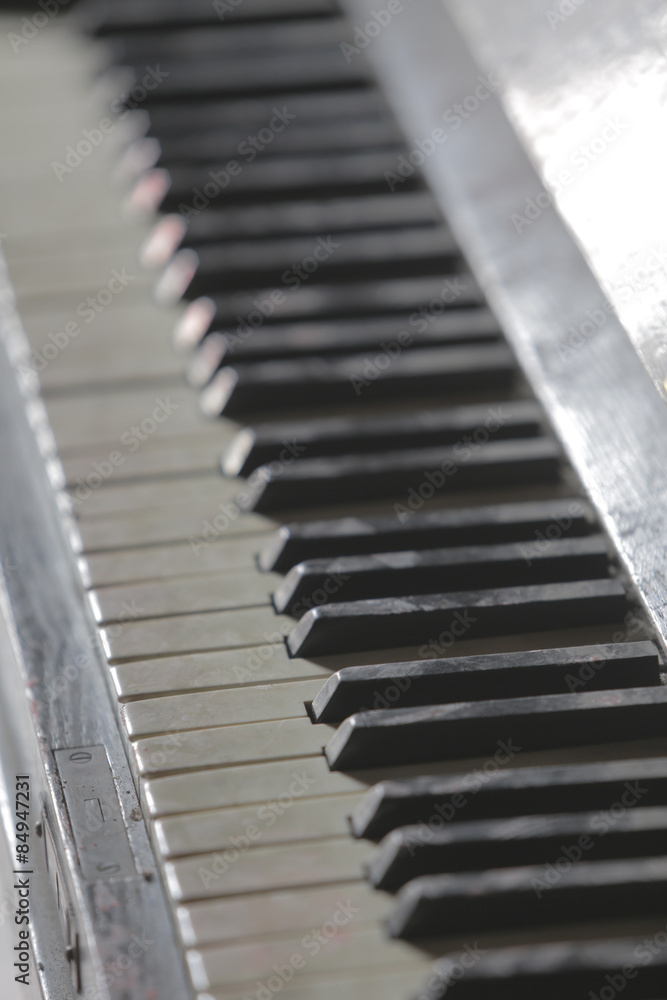 old dirty balck piano instrument keyboard detail with dust old dirty balck piano instrument keyboard detail with dust