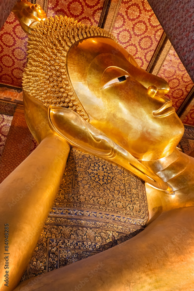 The Reclining Buddha at Wat Pho (Pho Temple) in Bangkok, Thailand