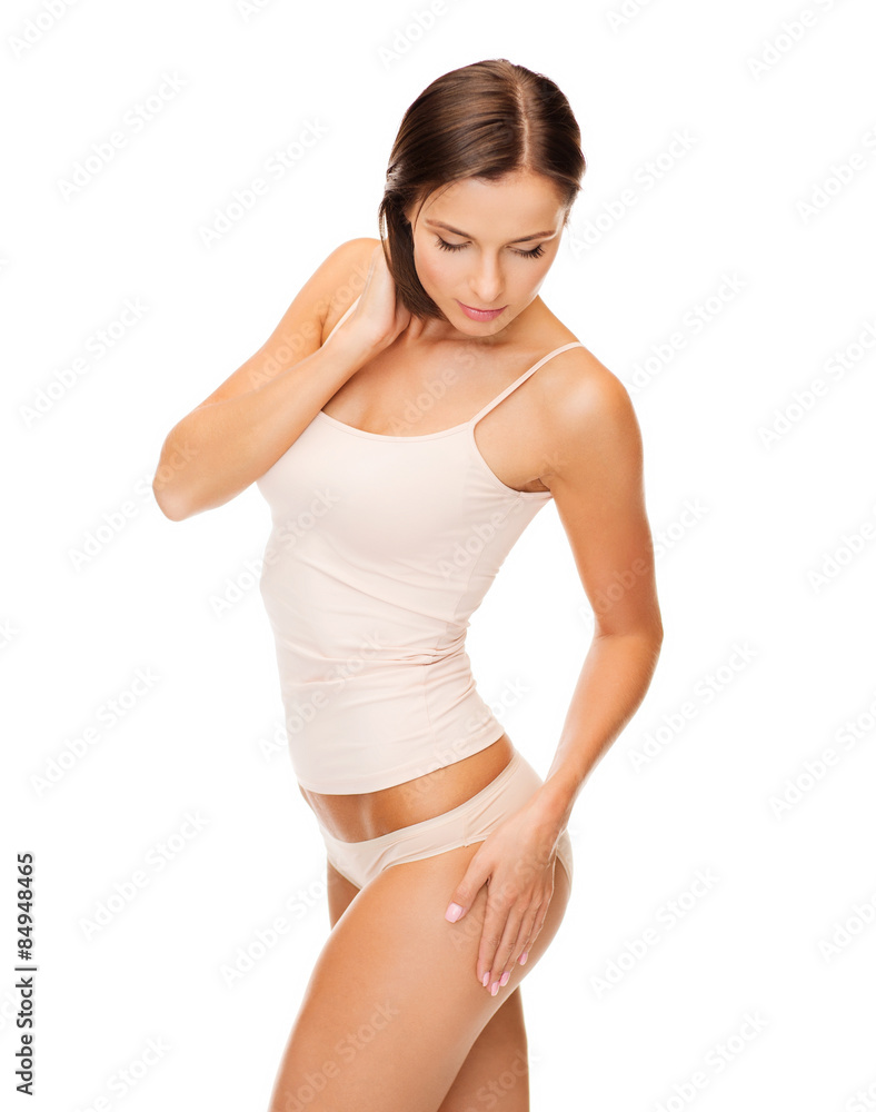 Woman in Cotton Underwear Showing Slimming Concept Stock Photo - Image of  beige, cellulite: 37740304