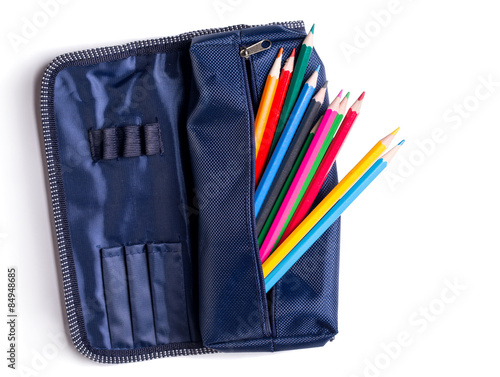 pencil case with pencils
