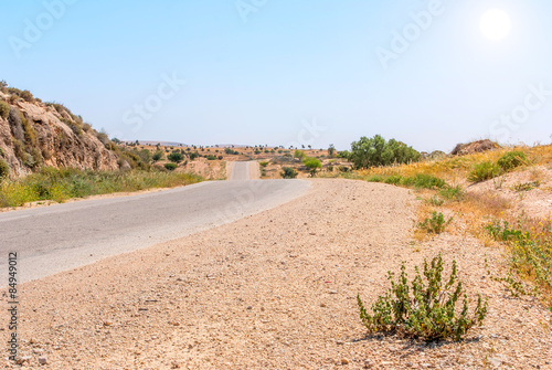 Asphalt Road above Grand Crater in Negev Desert