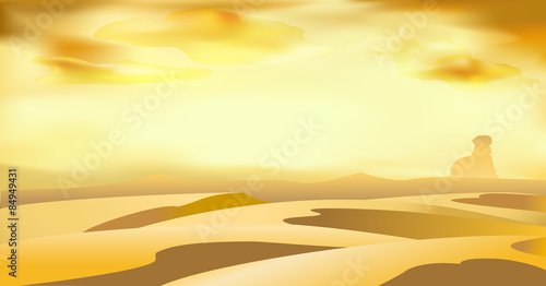 desert landscape vector art illustration background of dunes